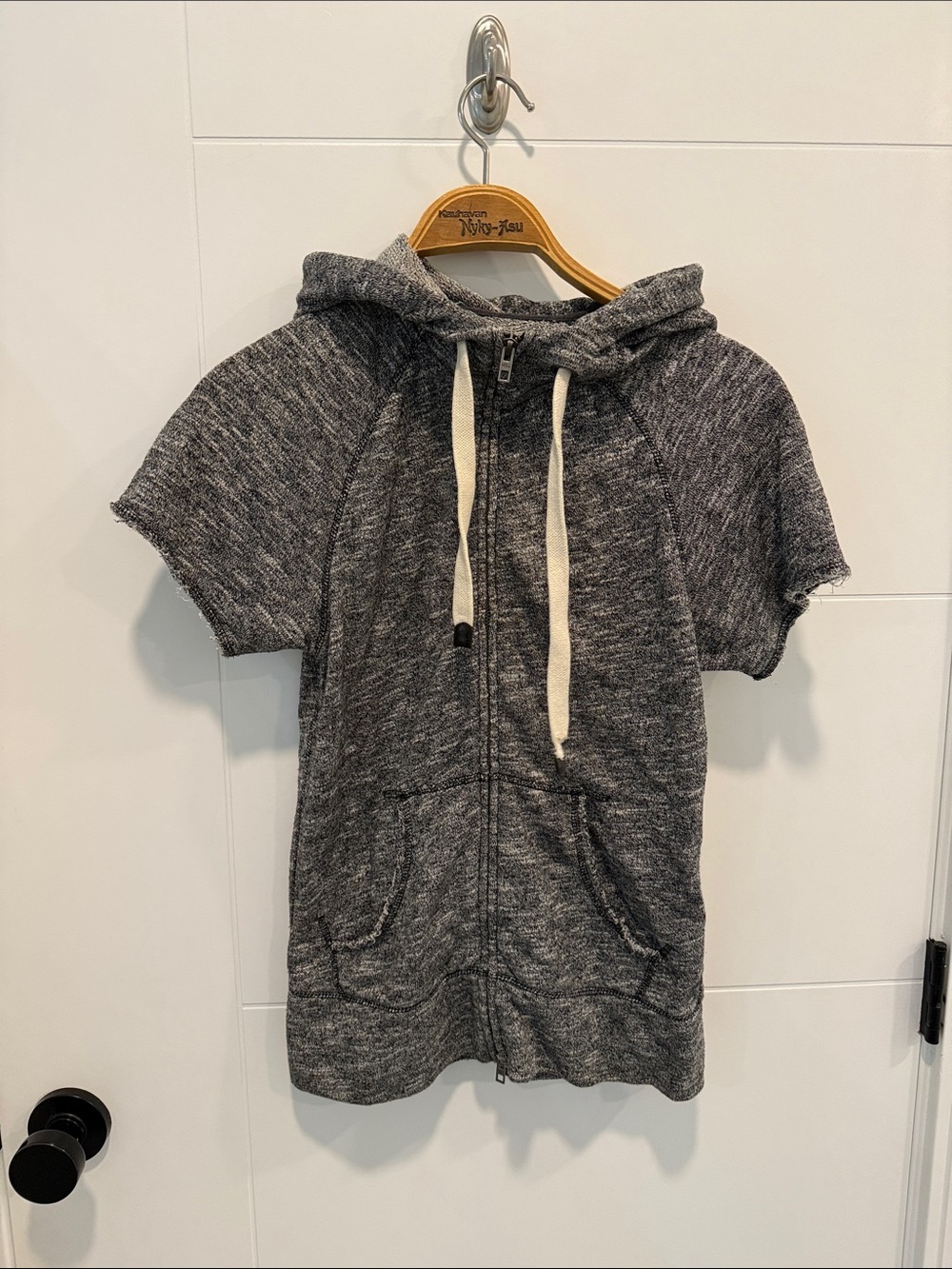 Roots Charcoal Short Sleeve Zip Hoodie with Drawstrings size XS